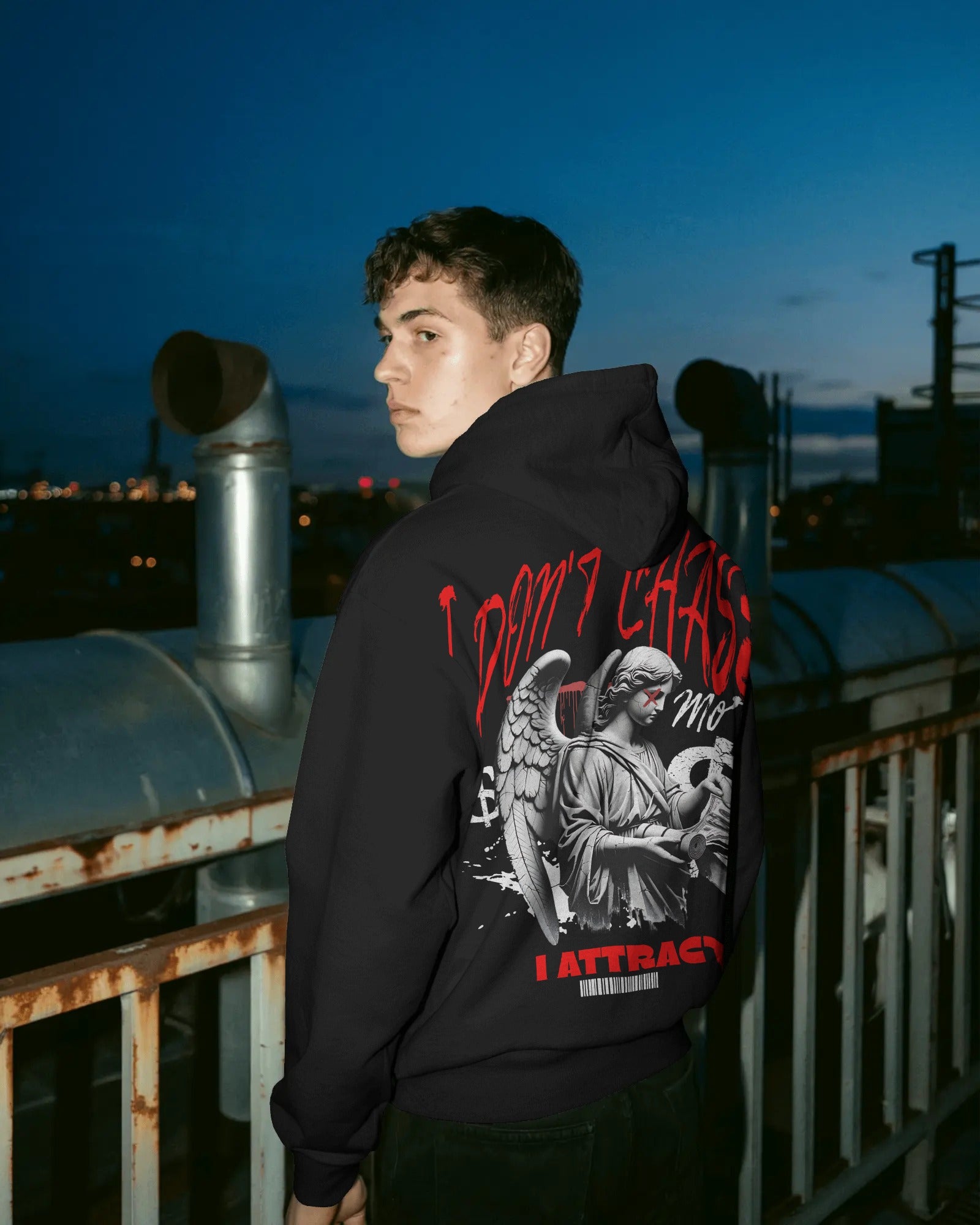 'I DONT CHASE I ATTRACT' BLACK HOODIE